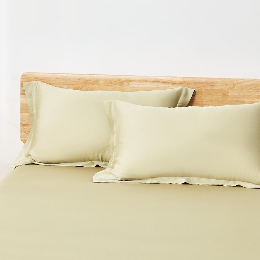 (無被套)素色60支天絲100%萊賽爾 / 三件式床包枕套組 / 淺蜜黃