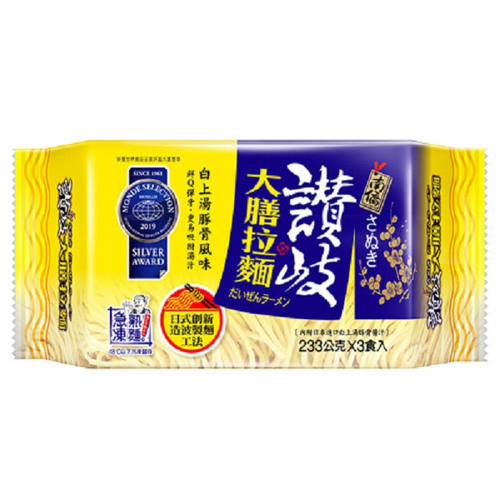 【南僑讚岐】大膳拉麵（白上湯豚骨風味）(233gx3食入／盒)