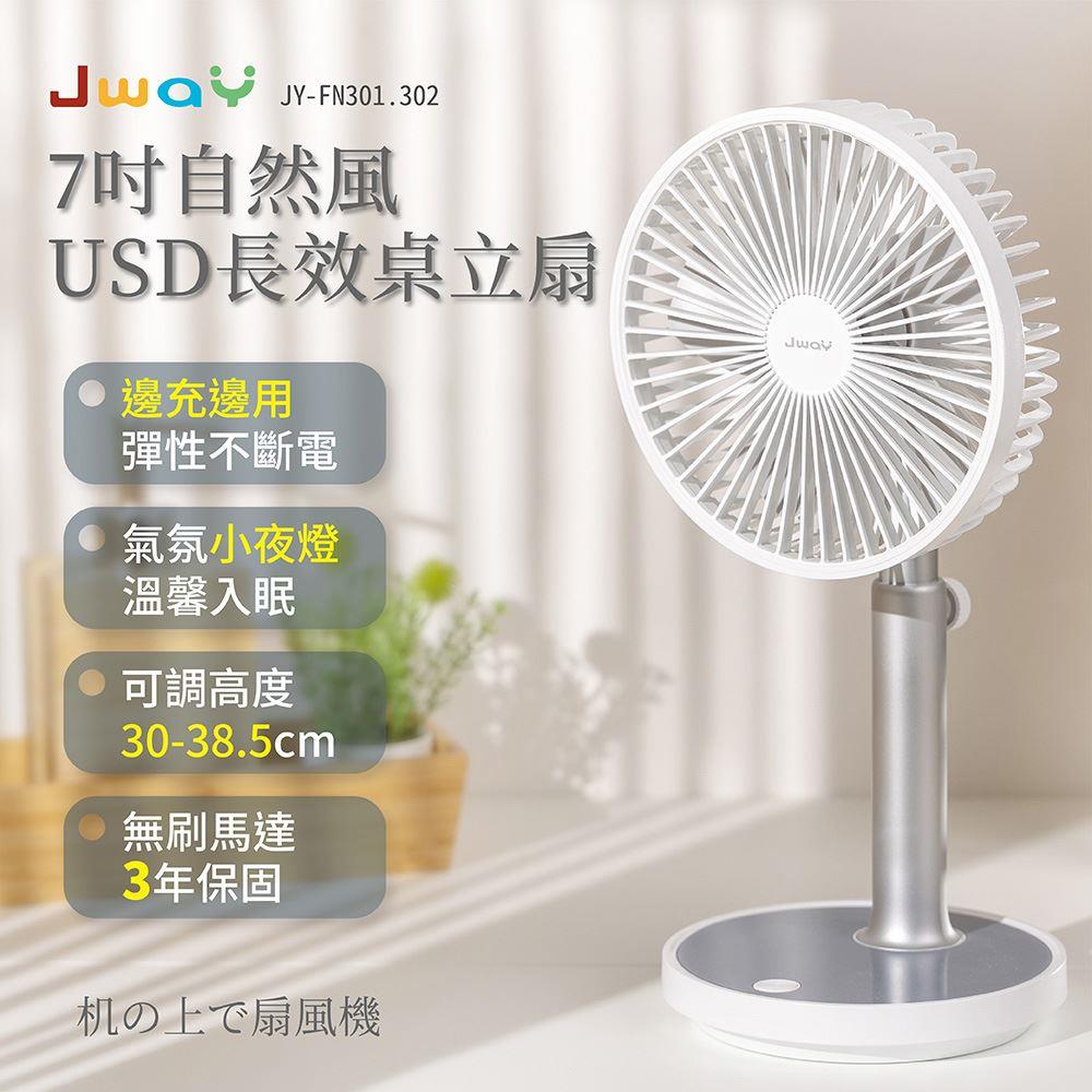 【JwaY】七吋自然風USB長效桌立扇