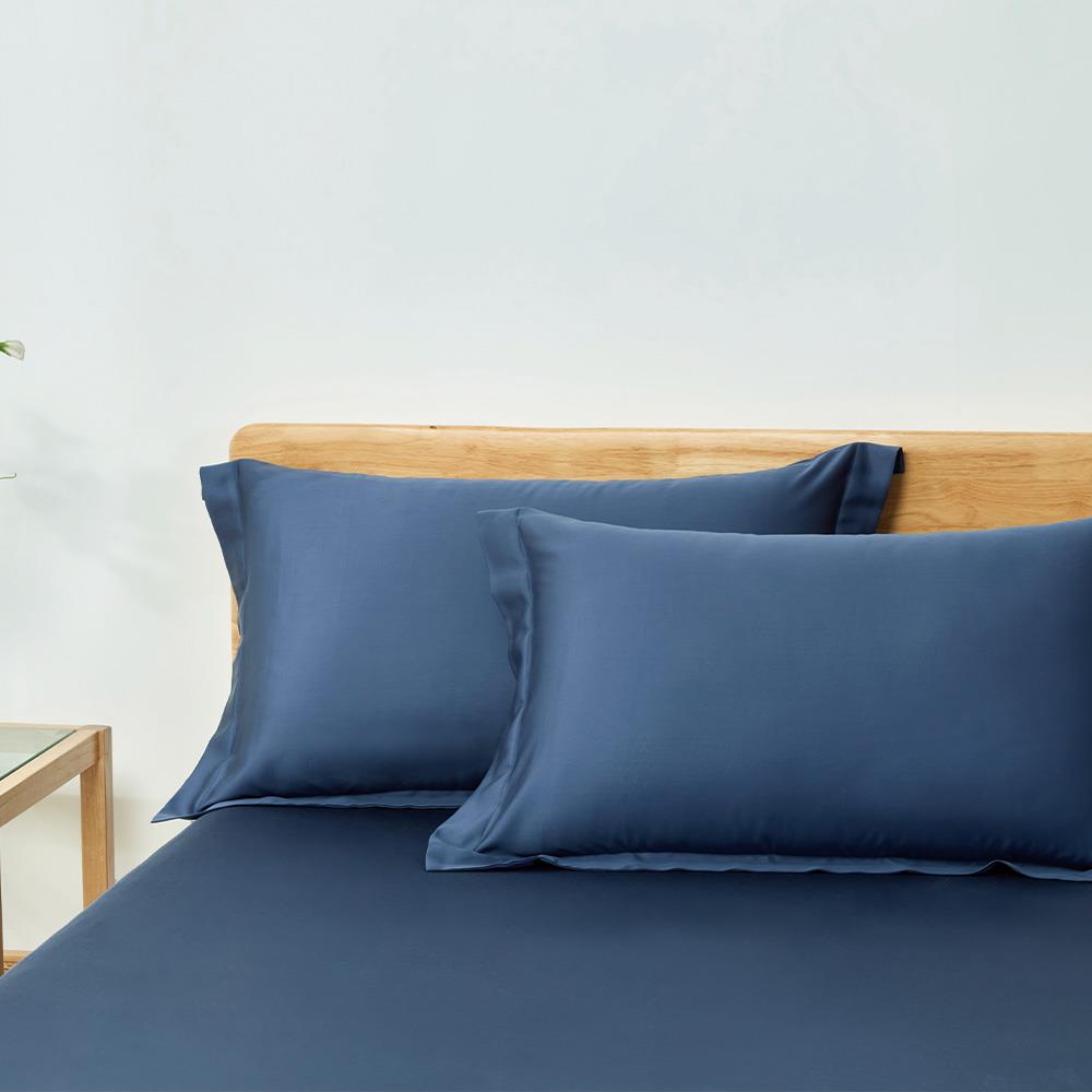 (無被套)素色60支天絲100%萊賽爾 / 三件式床包枕套組 / 紳士藍