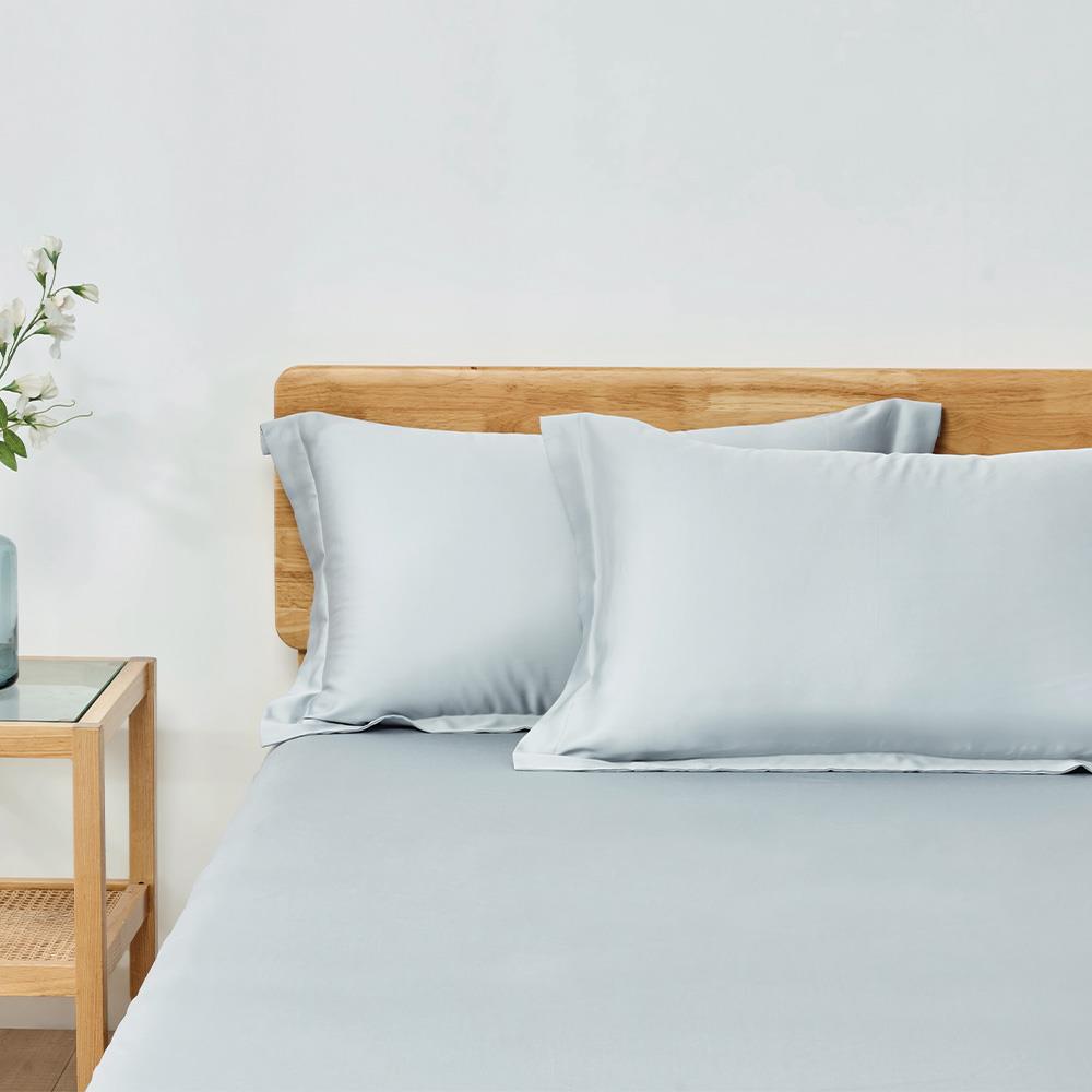 (無被套)素色60支天絲100%萊賽爾 / 三件式床包枕套組 / 淺霧藍