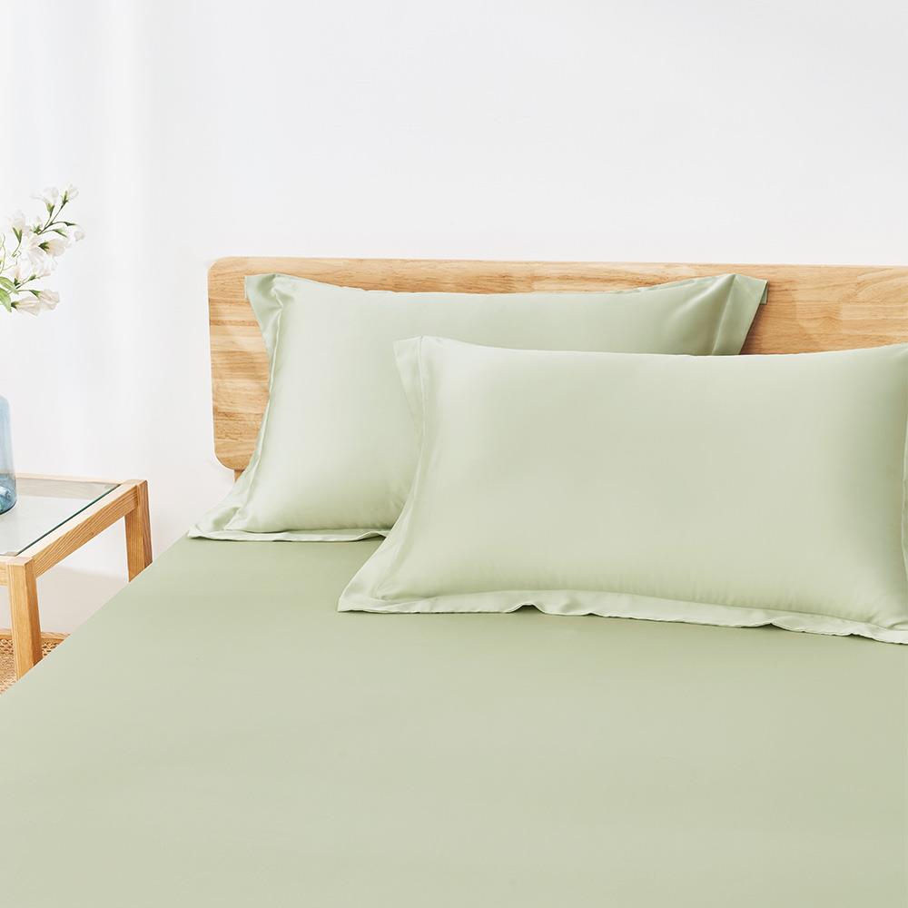 (無被套)素色60支天絲100%萊賽爾 / 三件式床包枕套組 / 松霧綠
