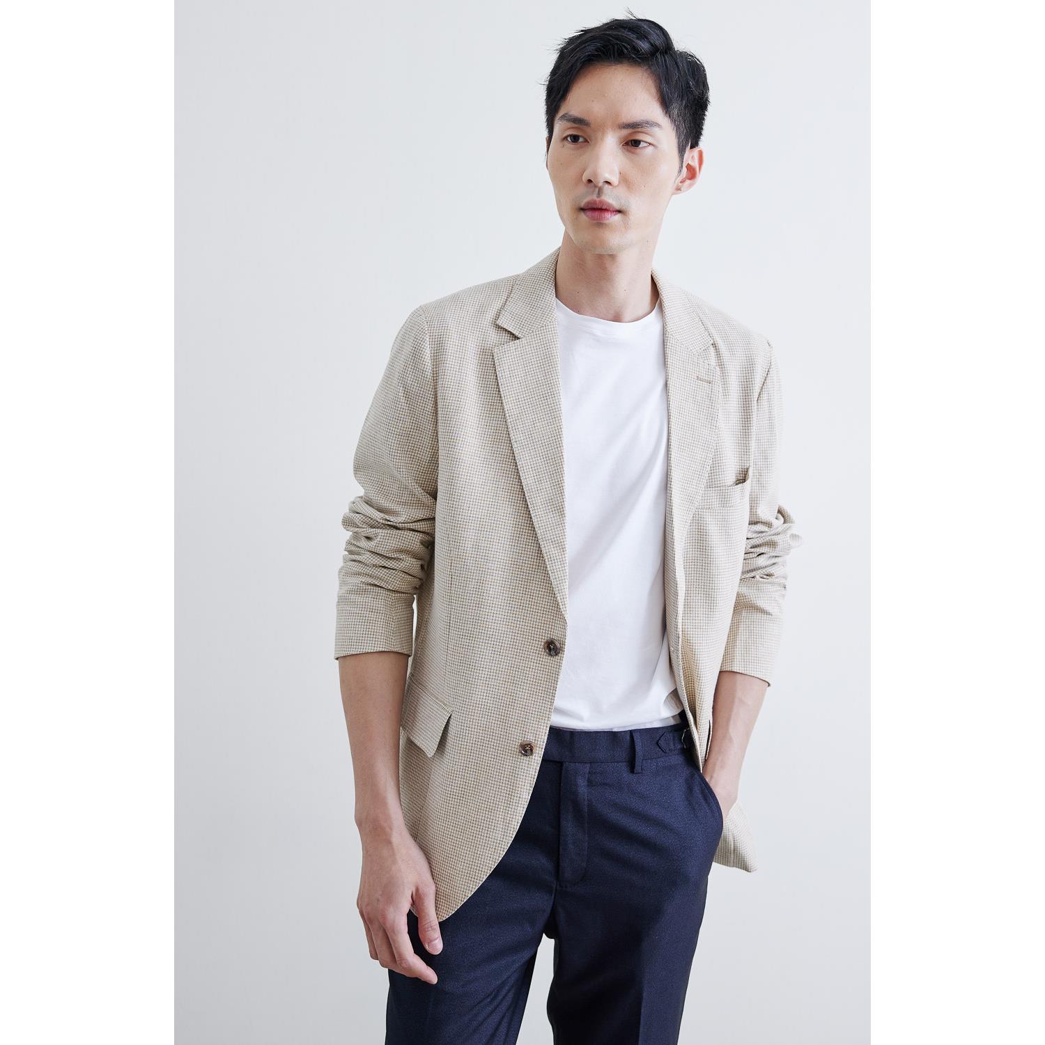 SST&C #網路獨賣款 米色千鳥格休閒西裝外套 | 0612204001 (outlet)