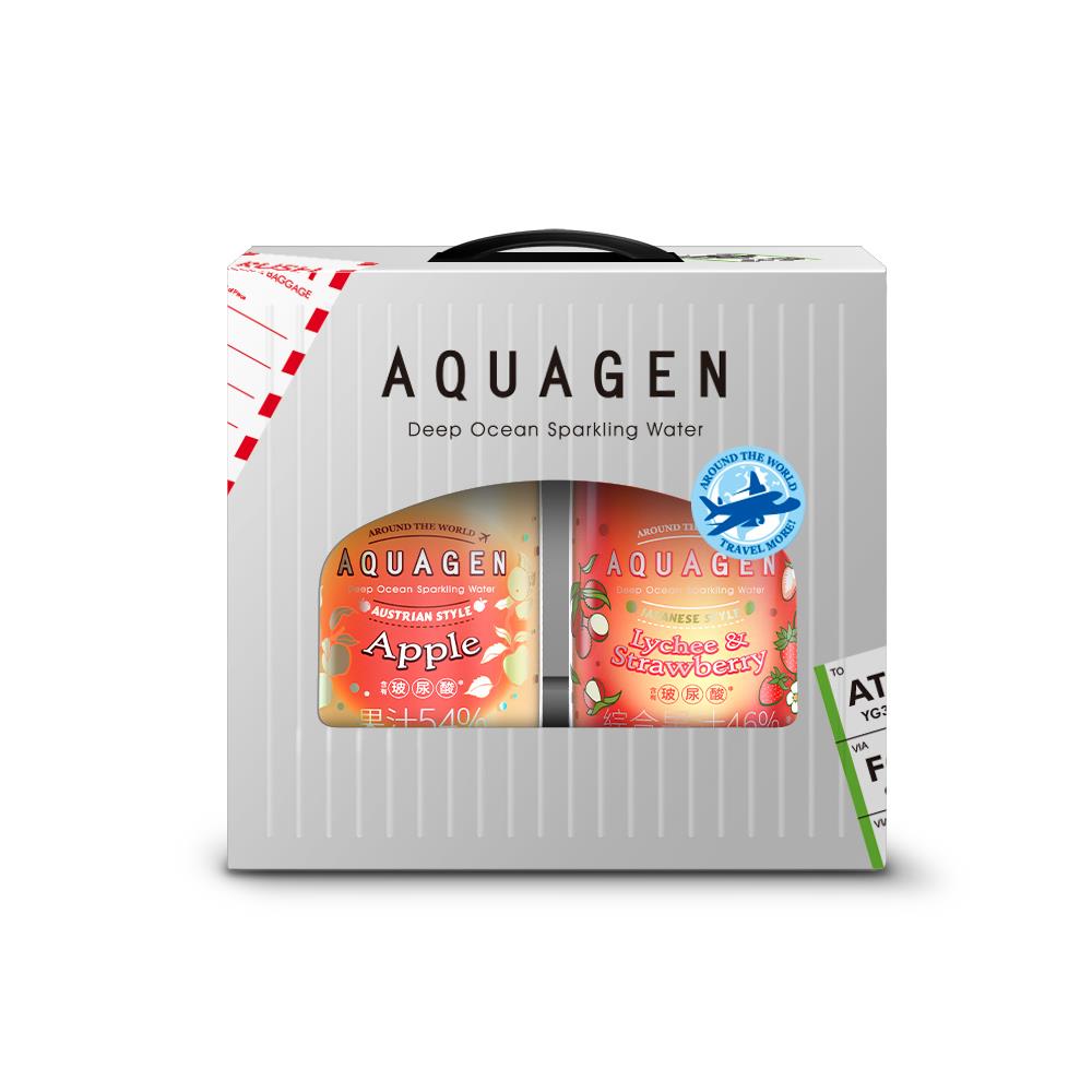 AQUAGEN - 國際限定版手提禮盒 - 香蘋玻光&草莓荔枝(330ml/瓶，2瓶/組)