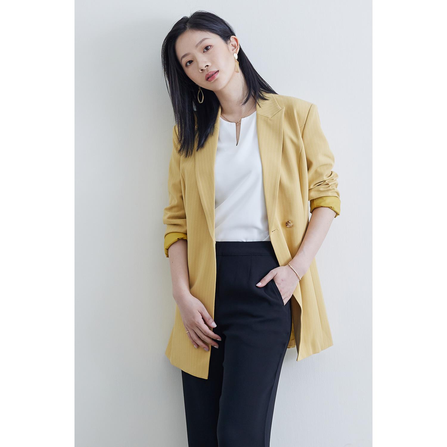 SST&C #網路獨賣款 綁帶擴肩女裝休閒長版西裝外套 | 8162009002 (outlet)
