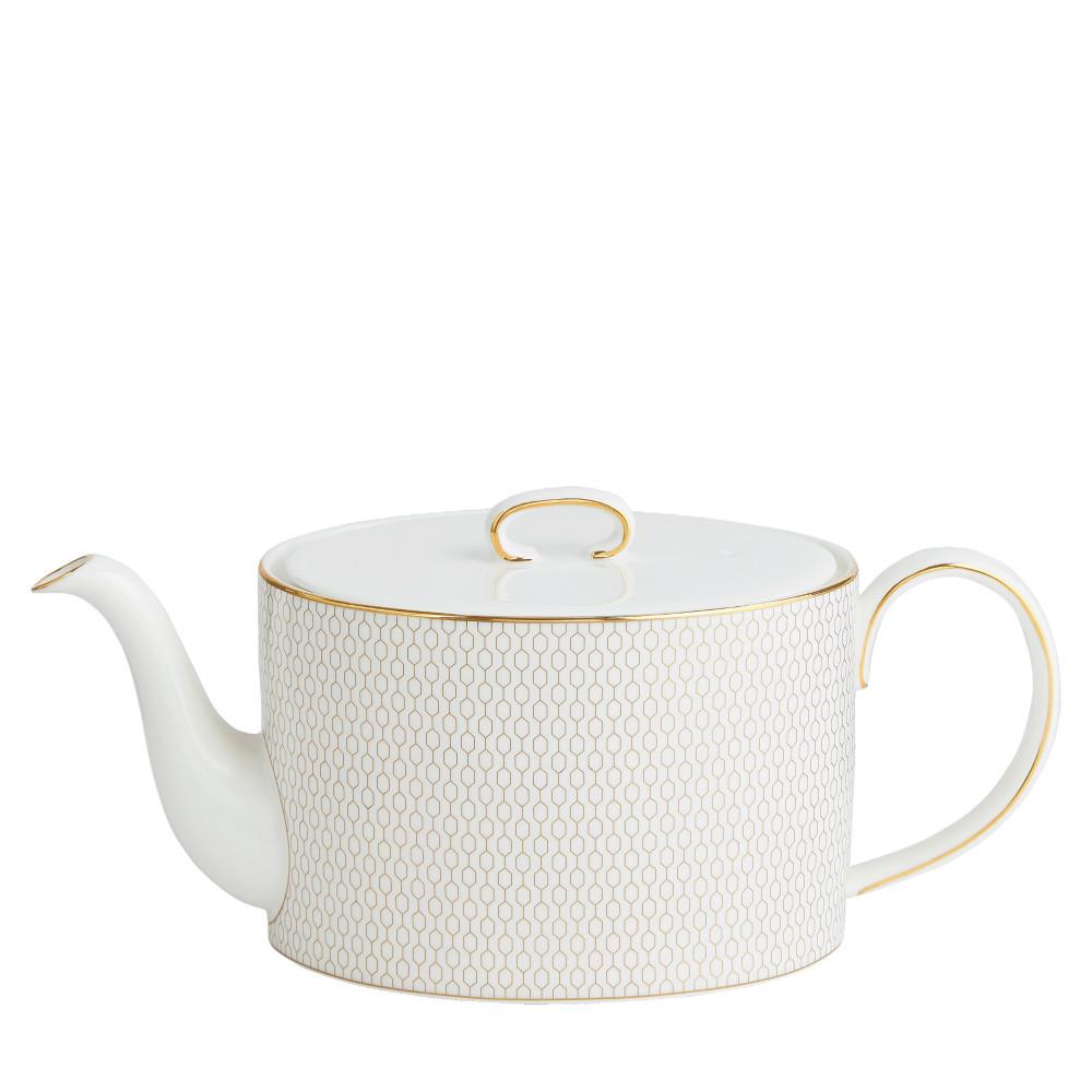 幾何黃金白色茶壺1000ml