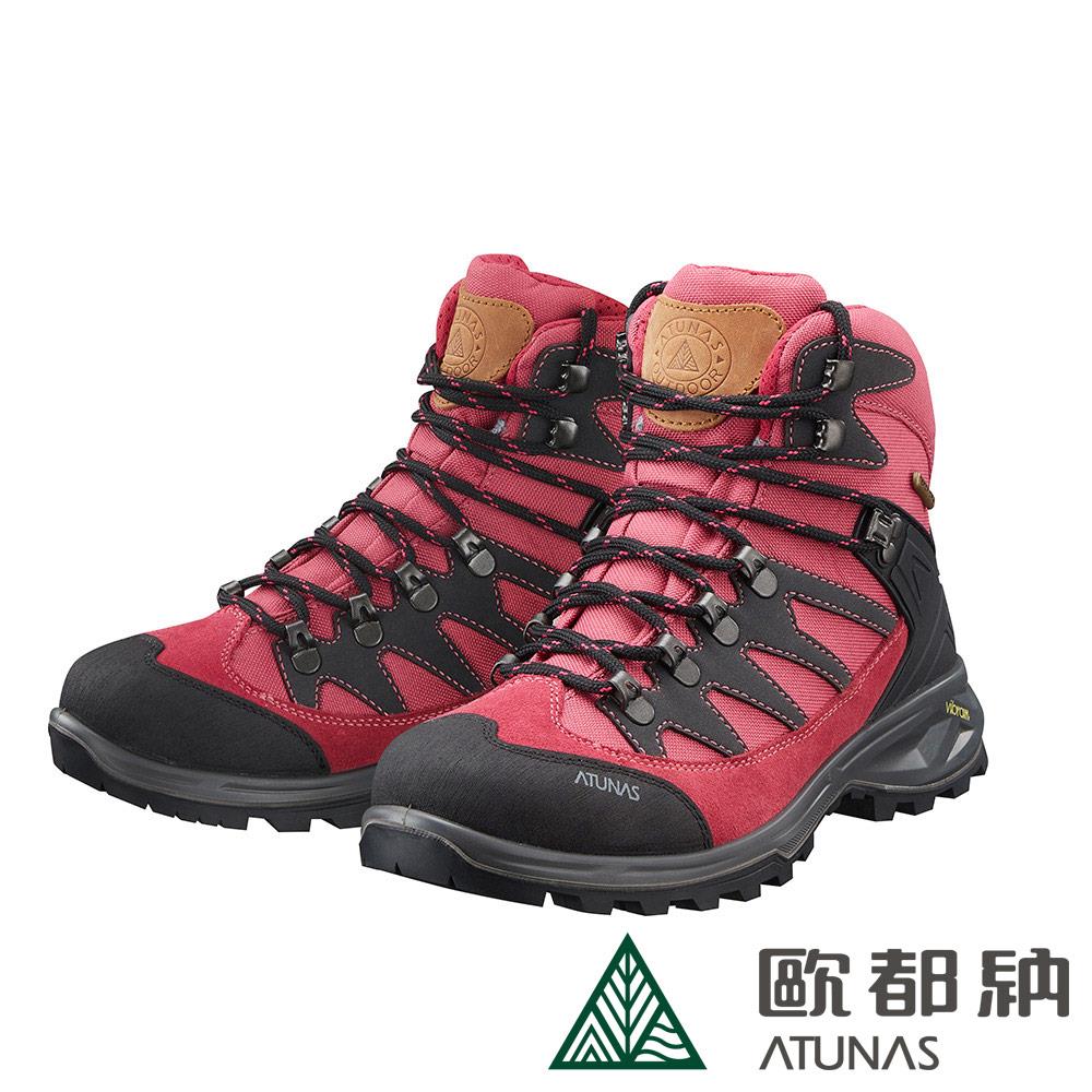女款中筒登山健行鞋/防水鞋(A1GCDD02W黑桃紅/登山鞋)