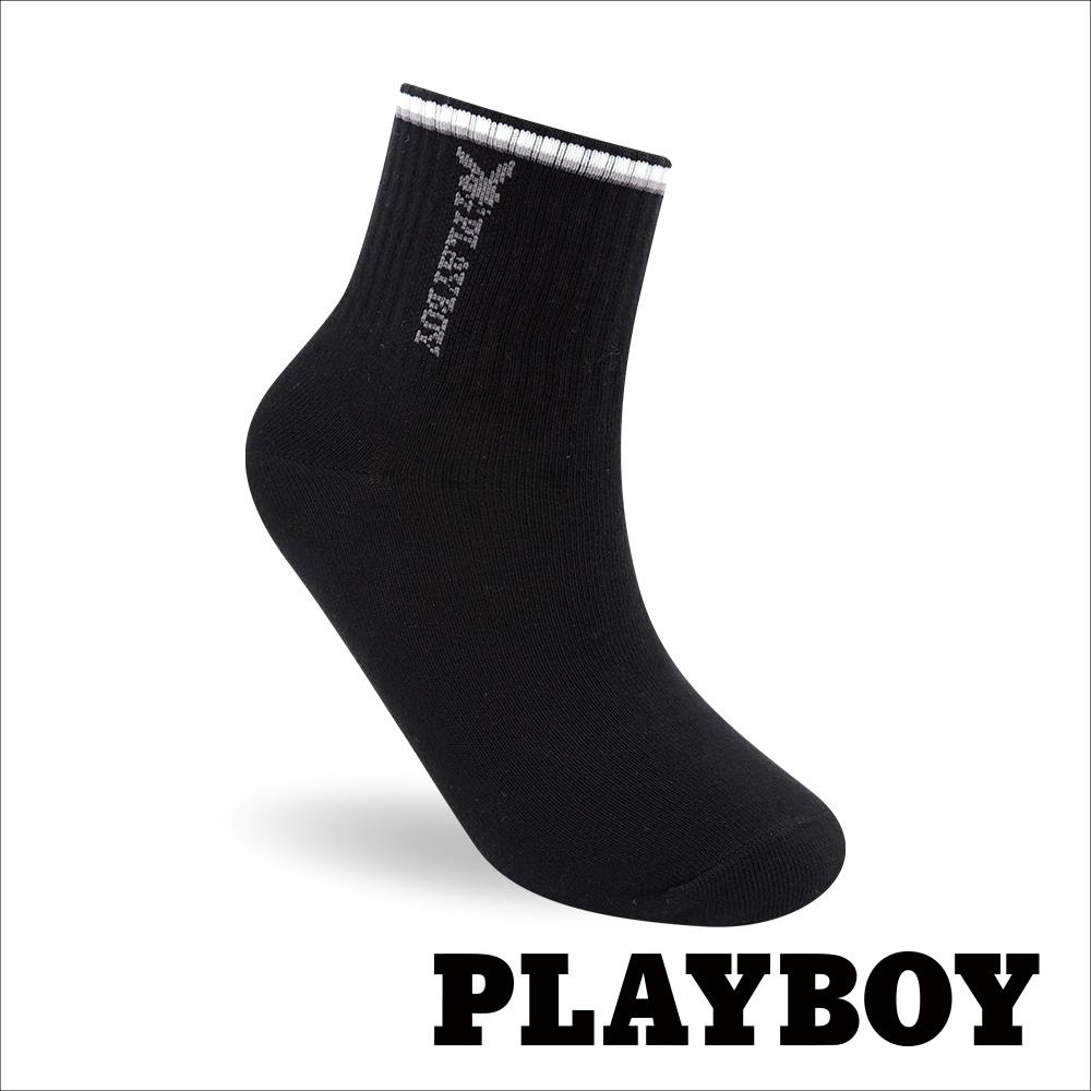 【襪款任選4雙$395 、9雙$750】 PLAYBOY漸層條紋男休閒襪-黑(BX1323)