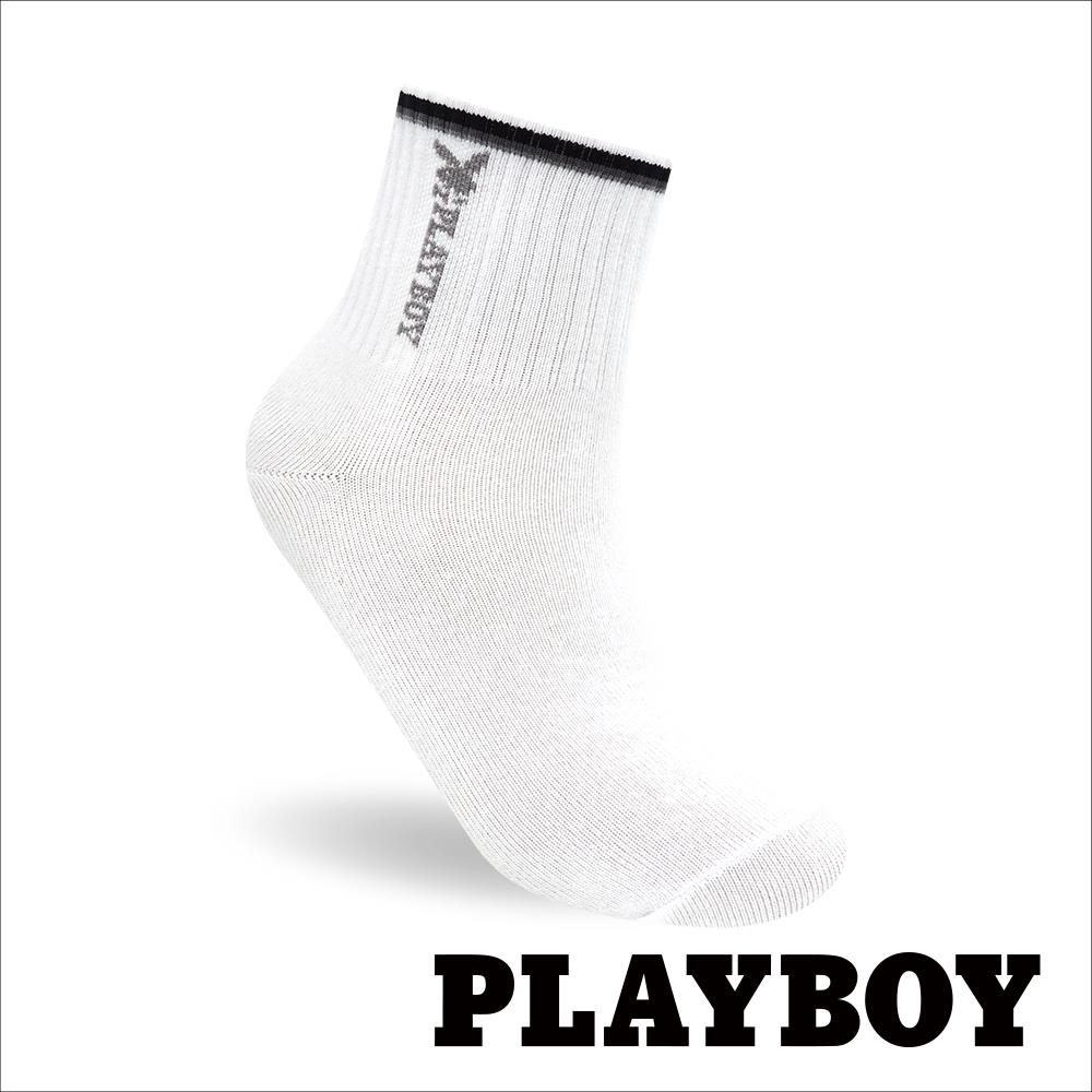 【襪款任選4雙$395 、9雙$750】 PLAYBOY漸層條紋男休閒襪-白(BX1323)