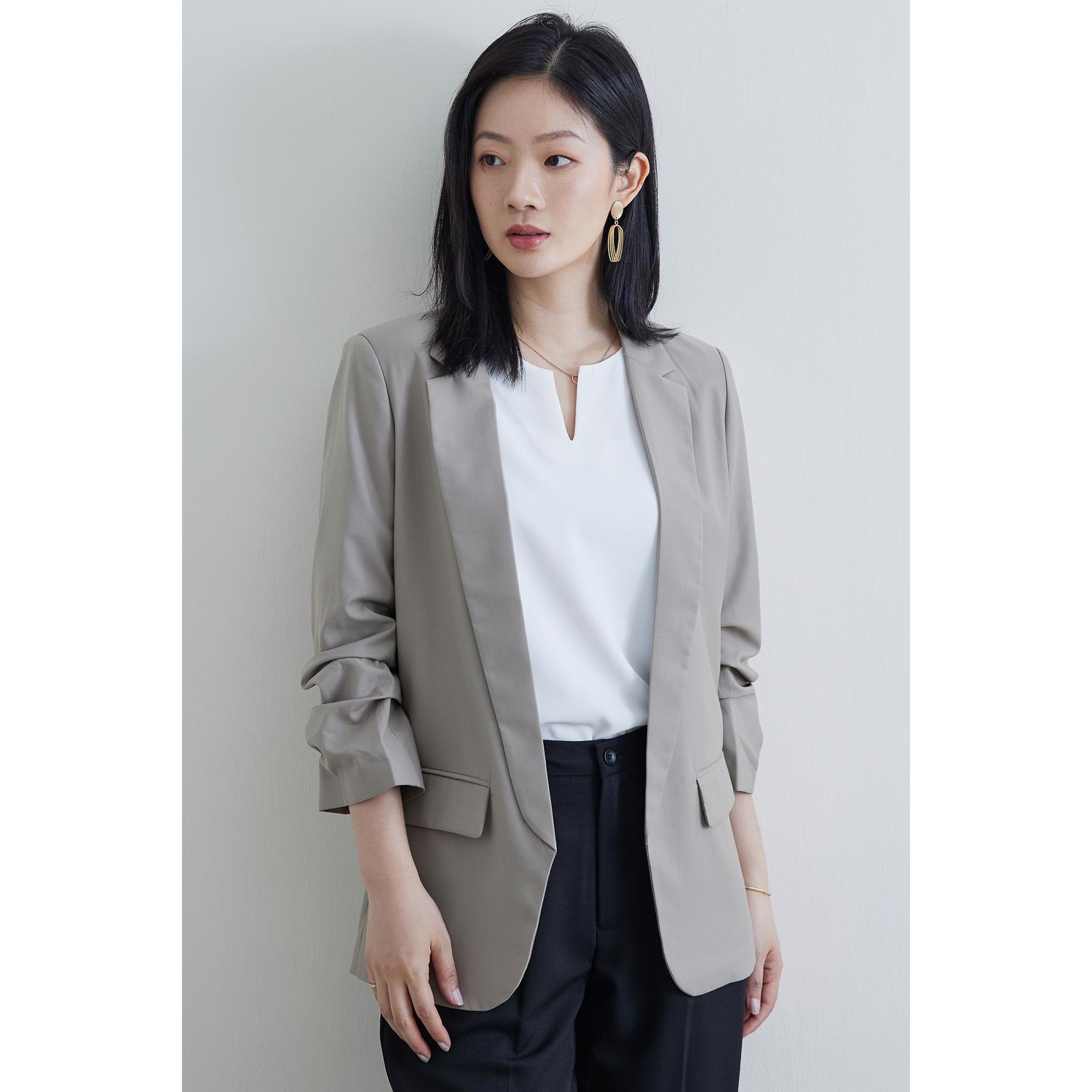 SST&C #網路獨賣款橄欖綠七分袖抽皺外套 | 8162205005 (outlet)