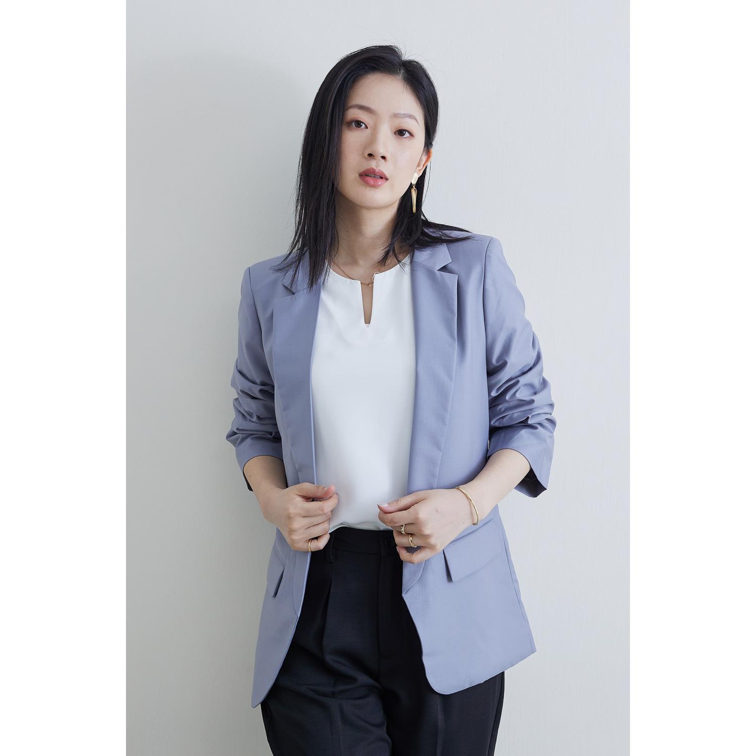 SST&C #網路獨賣款高級灰七分袖抽皺外套 | 8162205006 (outlet)
