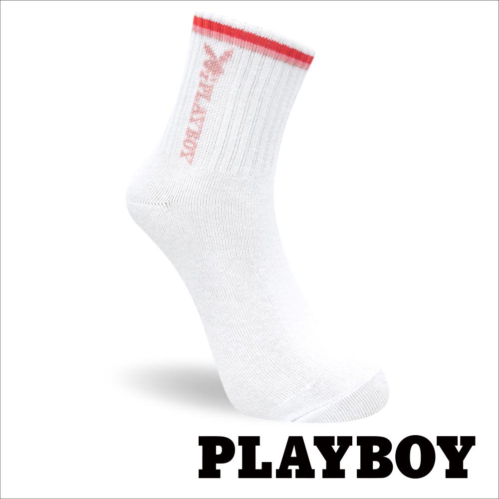 【襪款任選3雙$299 、7雙$588】PLAYBOY漸層條紋女休閒襪-白(BY2323)