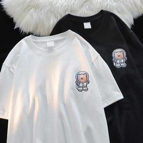 情侶T恤 趣味太空熊中大尺航空泰迪熊潮流短袖T 現+預【NL623379】