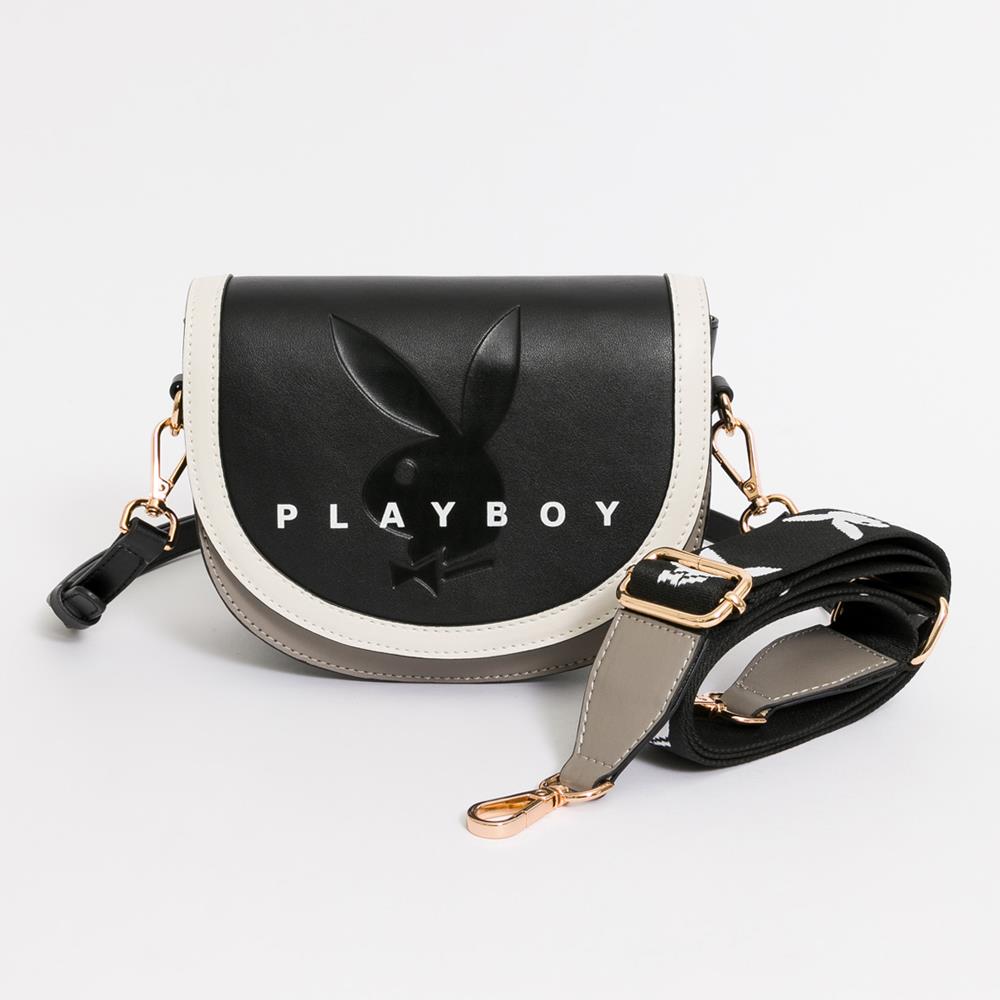 PLAYBOY-翻蓋斜背包 Retro sweetheart系列-黑色(531-0701-09-7)