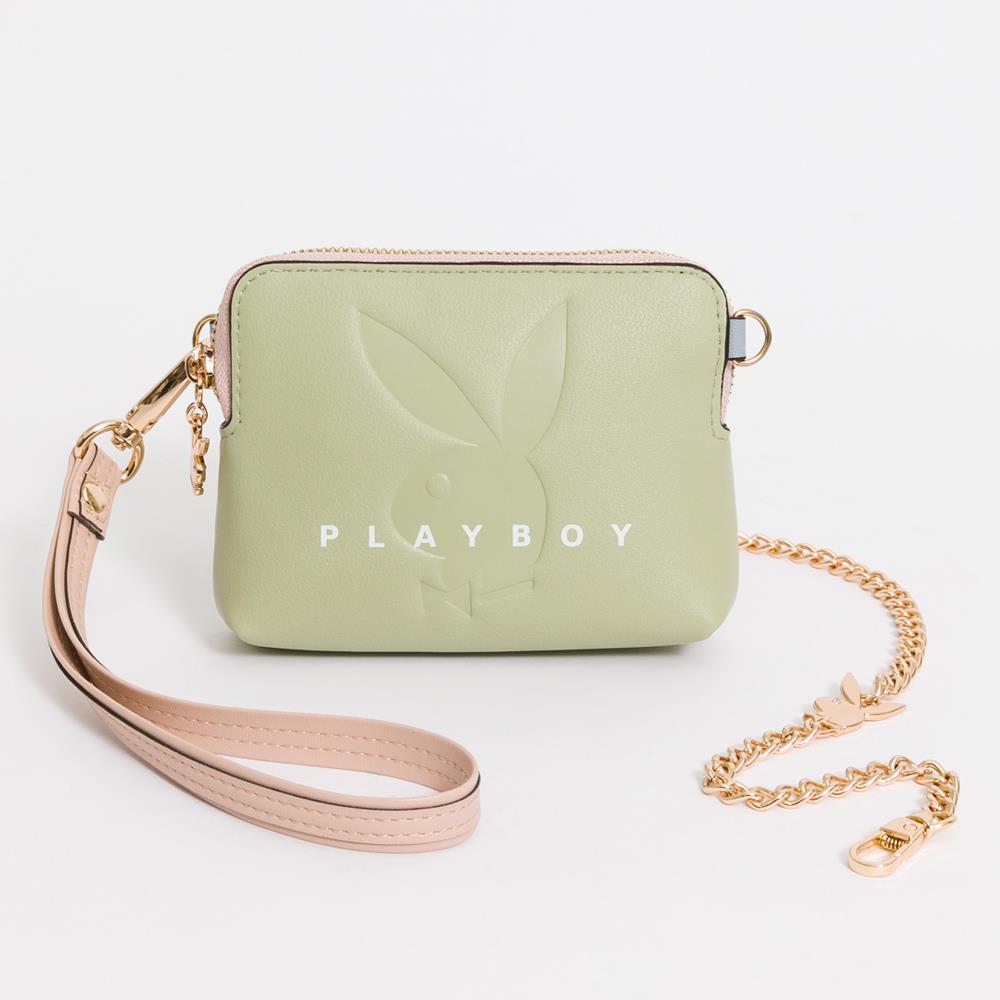 ⚡夏季應援 BIG SALE｜PLAYBOY-零錢包附鏈帶與手挽帶 Retro sweetheart系列-綠色(531-0702-40-1)