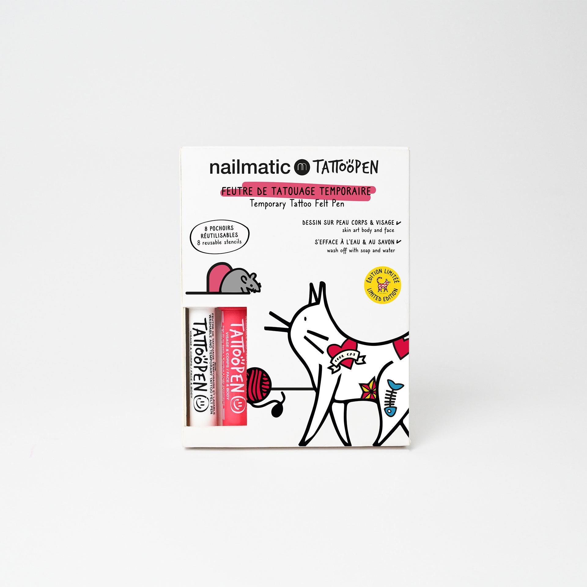 nailmatic TATTOO 限量版彩繪紋身筆兩入組-小貓咪