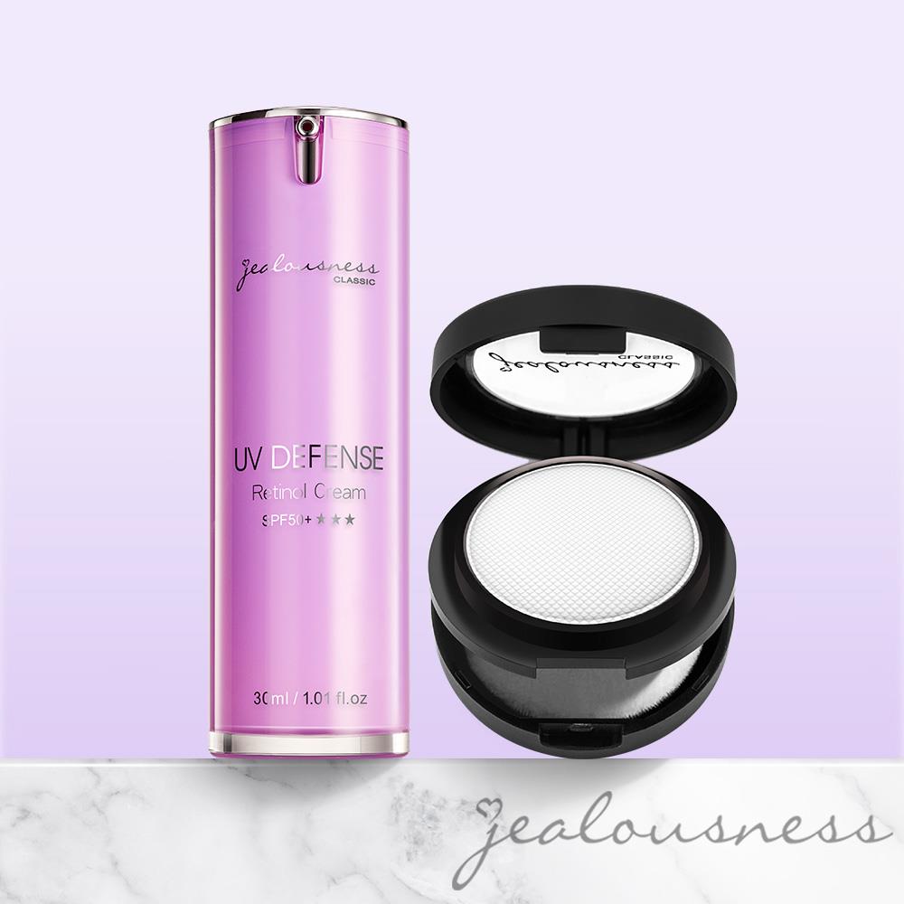 【小明星大跟班推薦】鳶尾花A醇防曬素顏霜SPF50+★★★30ml+輕透白吸油定妝蜜粉餅SPF12★★★★5g