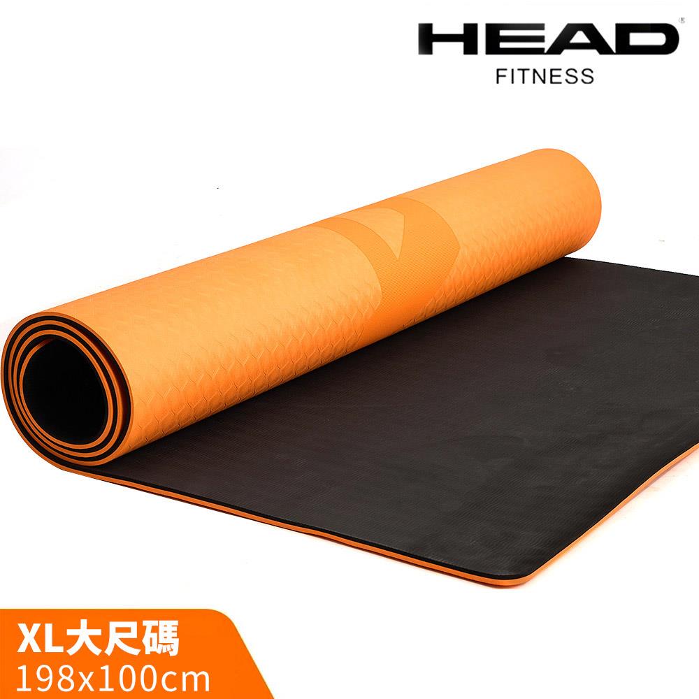 HEAD XL大尺碼瑜珈墊/健身墊(黑橘)-100x198cm/厚度8mm