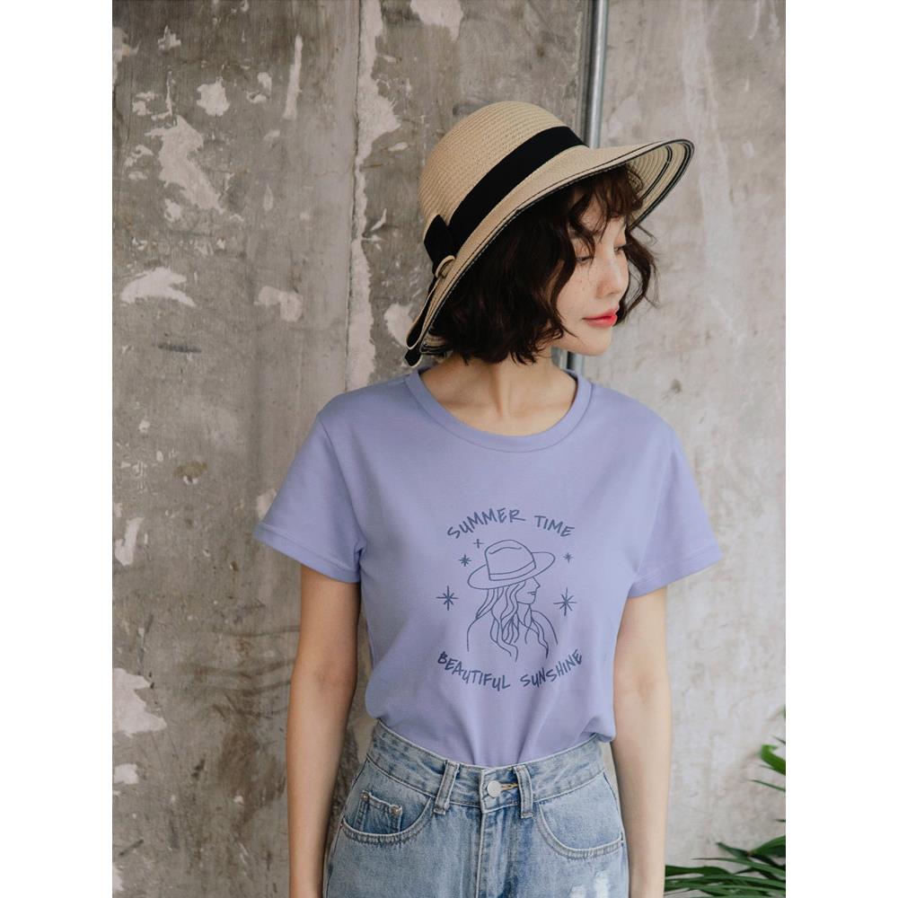 情侶系列．快乾棉文青印花短袖上衣(女款)