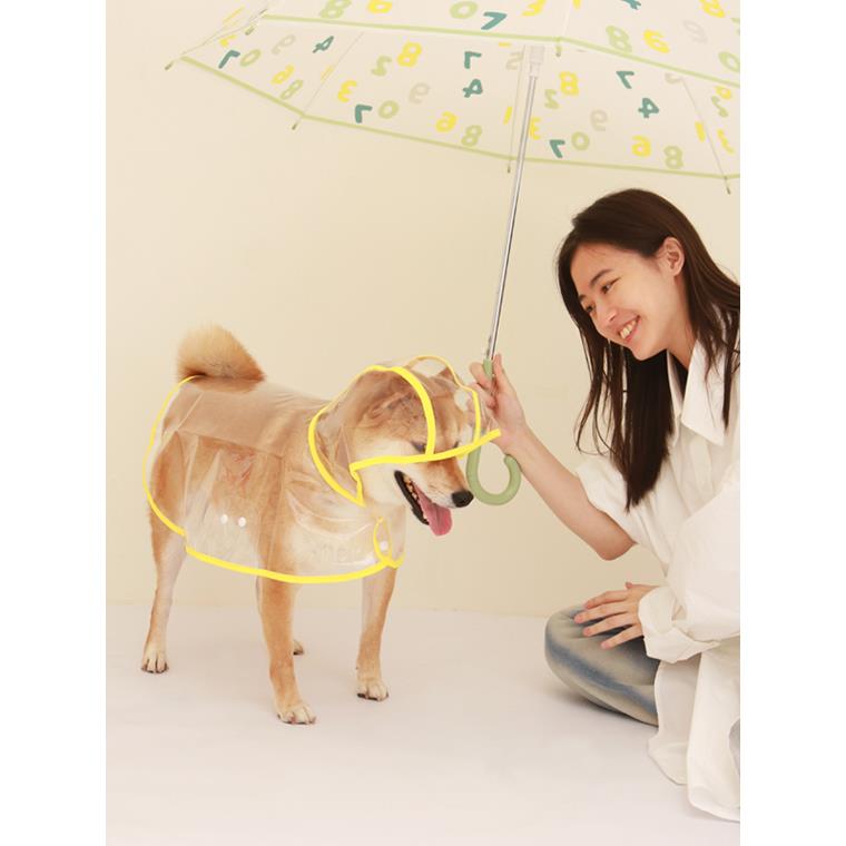 撞色滾邊連帽透明寵物斗篷雨衣