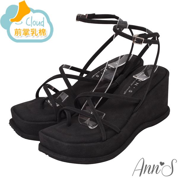 🍀兩雙現折$699🍀Ann’S美圖厚底系列-極細柔軟線條套指方頭涼鞋-7.5cm-黑