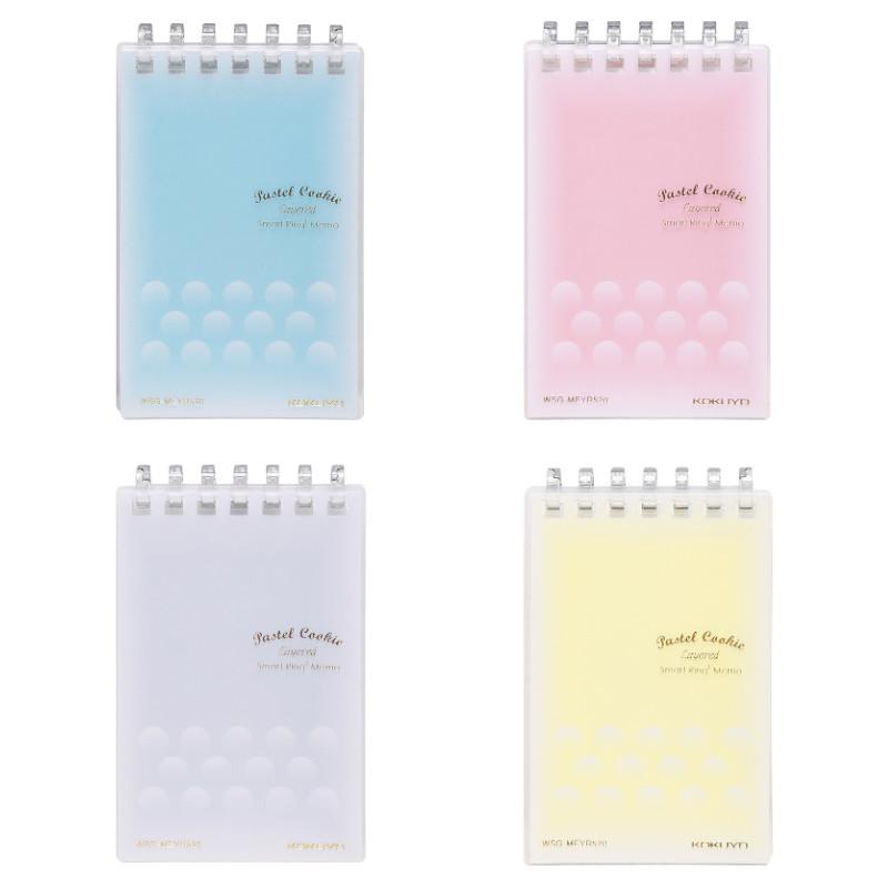 KOKUYO Pastel Cookie 360度memo方格活頁本 A7(20枚)-藍/粉/透明/黃