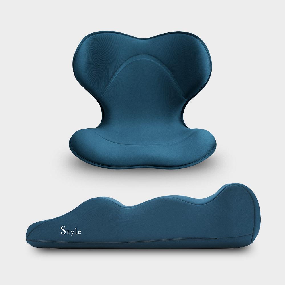 【輕奢舒展組】Style SMART 健康護脊椅墊 輕奢款 藍+Style Recovery Pole 3D身形舒展棒