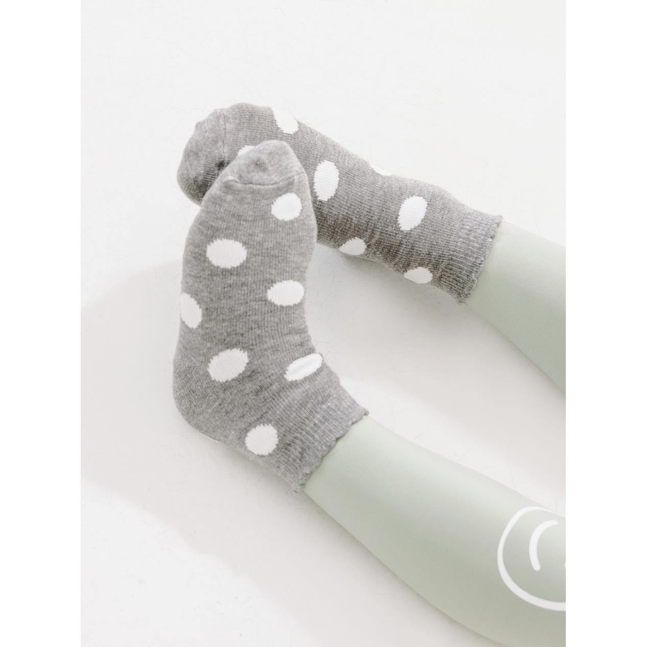 台灣製棉質彈力點點花邊童襪
