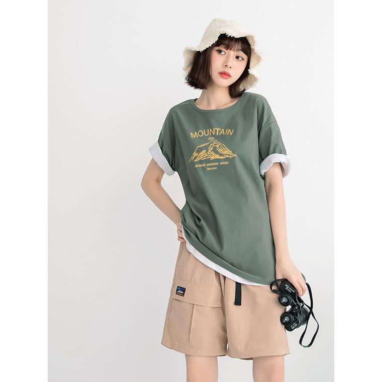 涼感．冰感彈力印花長版上衣