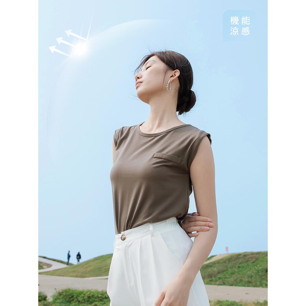 涼感．冰絲棉純色針織無袖背心防曬上衣