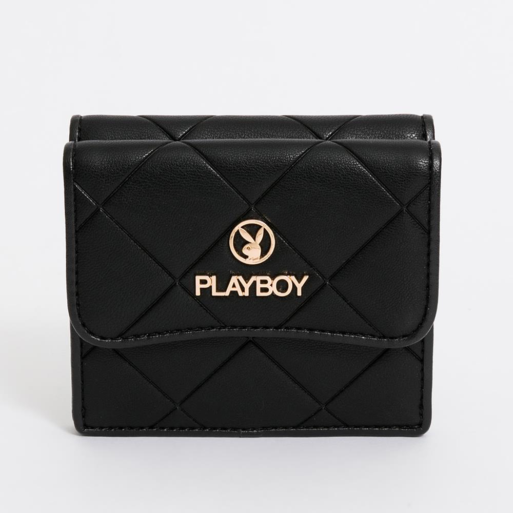 PLAYBOY-Socialite系列 壓扣短夾-黑色(531-0615-09-2)