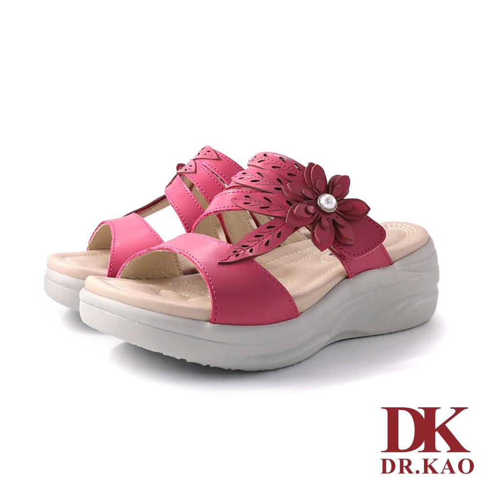 【DK 氣墊鞋】法式浪漫花戀涼拖鞋 75-3339-04 桃紅