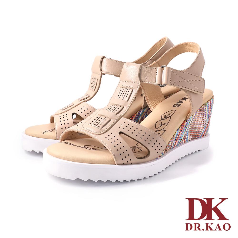 【DK 氣墊鞋】方格點子圖騰氣墊涼鞋 75-3358-41 淺粉