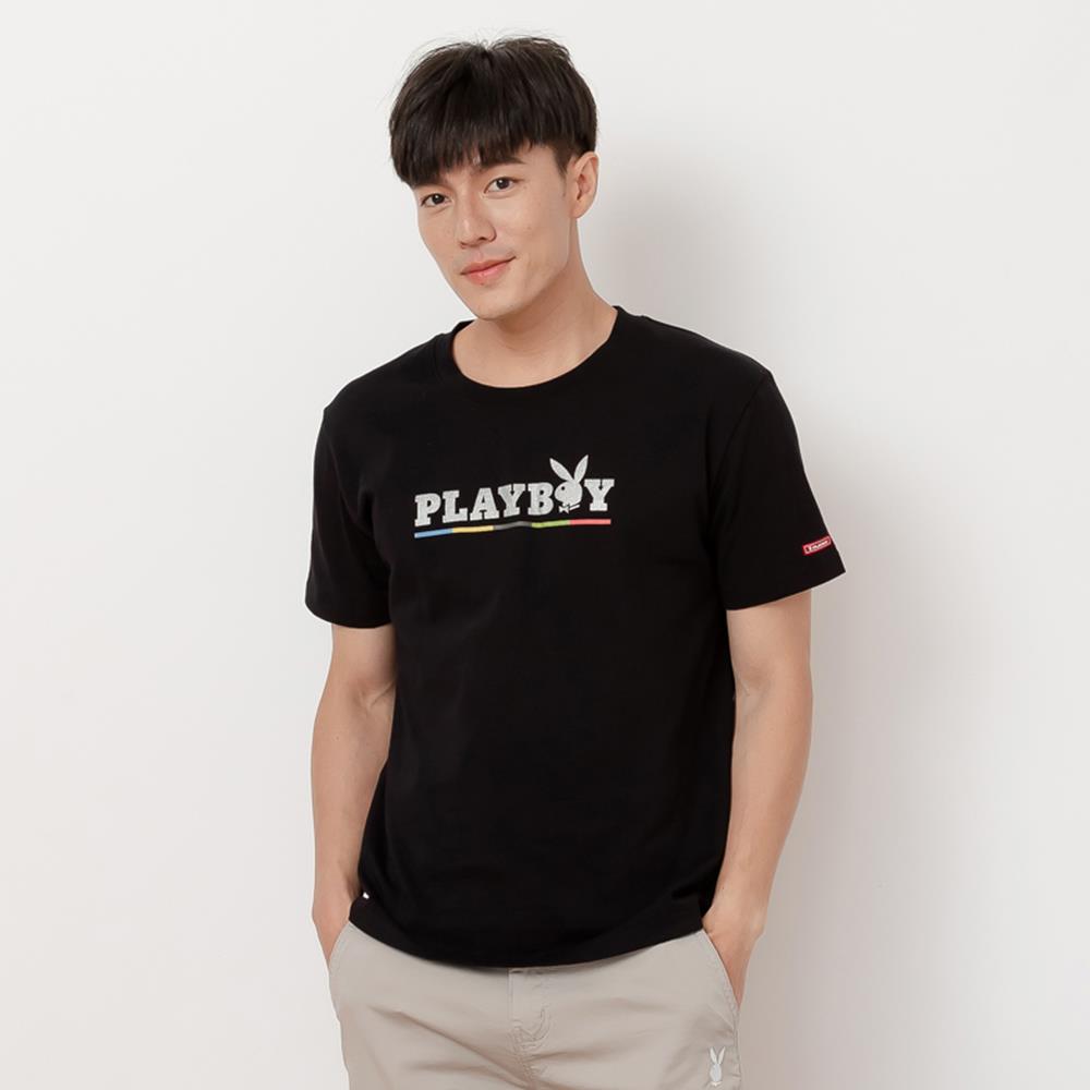 PLAYBOY - 撞色金銀箔上衣 - 黑色/632-020-09-1