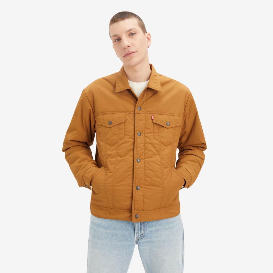 Levis 男款 寬鬆版夾克 / 經典丹寧外套設計 薑黃 熱賣單品