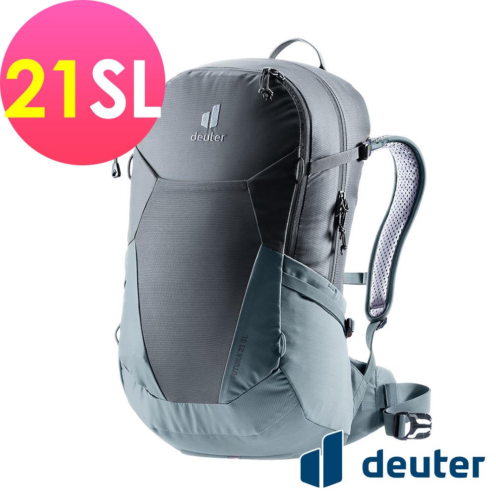 【deuter 德國】 FUTURA透氣網架背包21SL(3400021黑水藍/女性窄肩款)