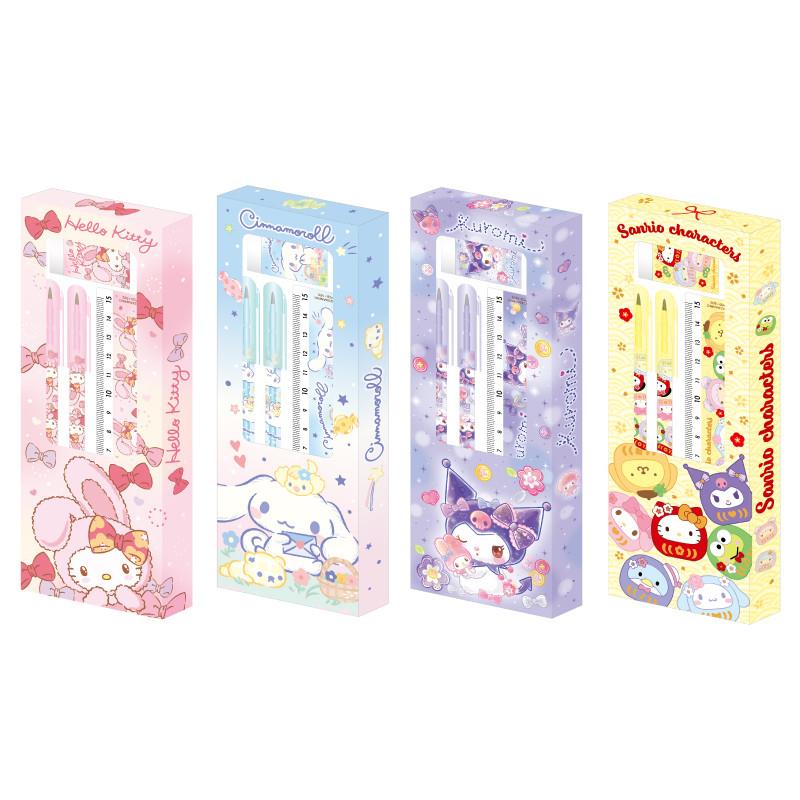 三麗鷗 四件文具組-凱蒂貓/大耳狗/酷洛米/達摩