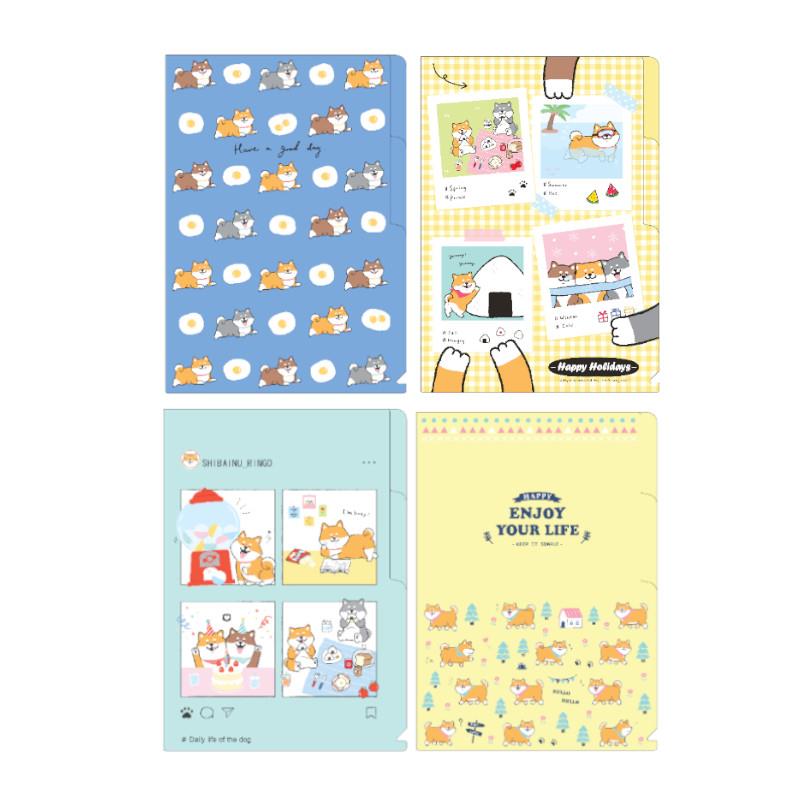 (第2件0元)柴犬 L型書夾(2入)-荷包蛋/朋友/生活/森林(※下單請選購2件)