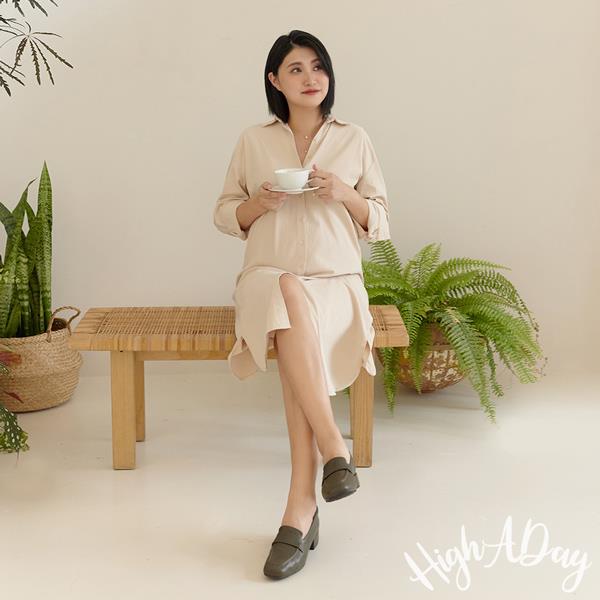 🍎任一雙現折$618🍎ANNSTAR High a day聯名-慵懶四季牛皮全真皮軟芯樂福鞋3cm-綠(版型偏小)