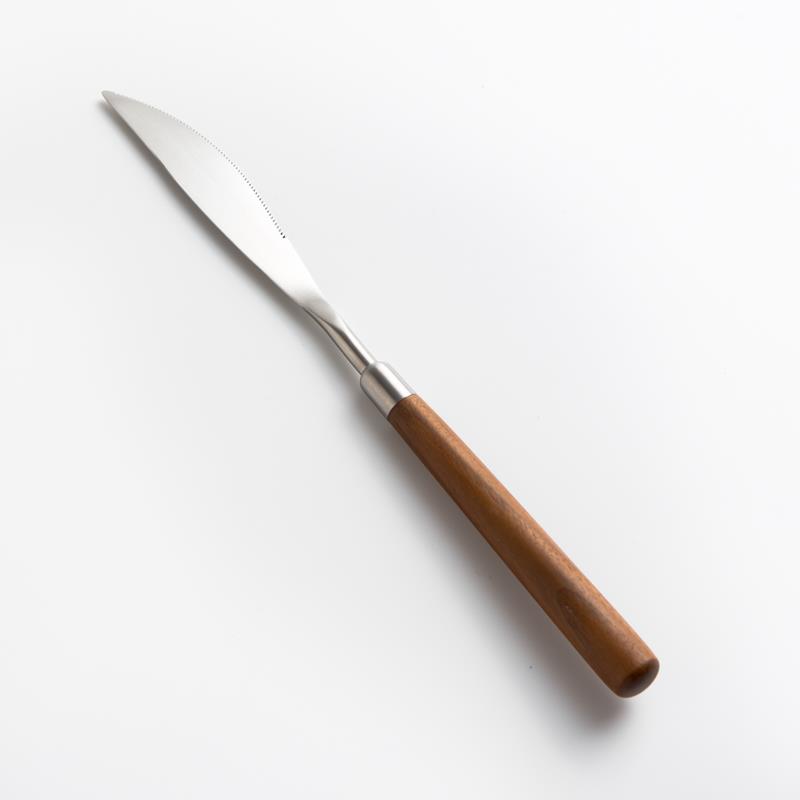 歐式 田園樸實 23.5cm 不銹鋼主餐刀│霧銀胡桃木│單品