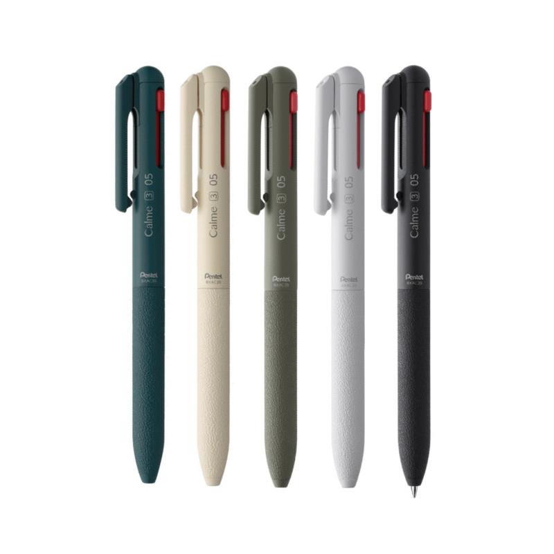 Pentel XBXAC35 Calme 三色輕油筆-綠松石桿/米白桿/黑桿/卡其桿/白桿
