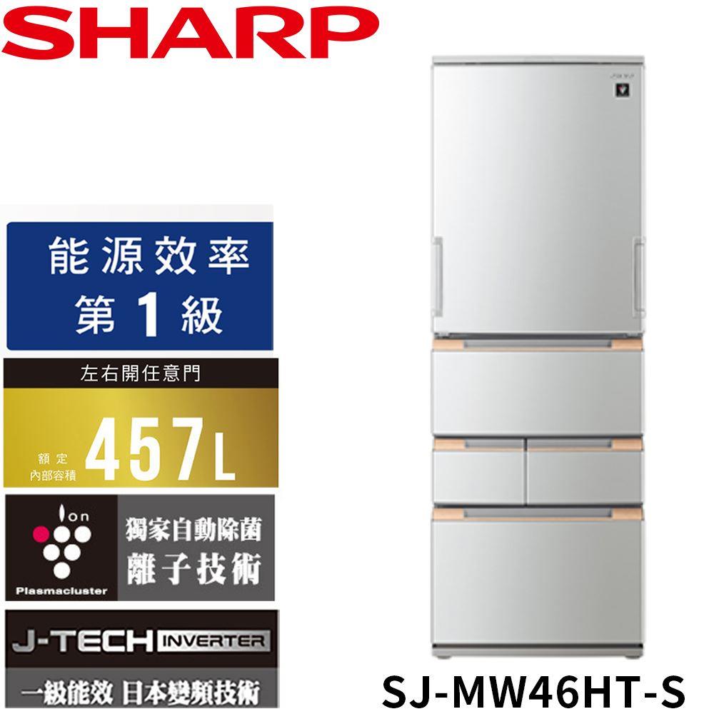 【SHARP夏普】457L自動除菌離子變五門冰箱(SJ-MW46HT-S)