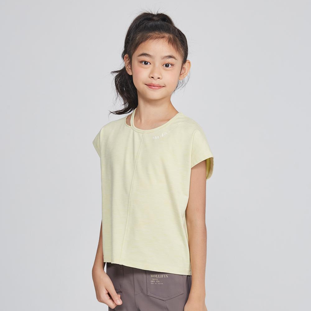 【KIDS】MOLLIFIX 瑪莉菲絲 鏤空造型小包袖運動上衣 (淺綠)