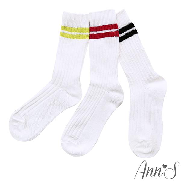 Ann’S 40號以上粗織雙條運動中筒襪-3色