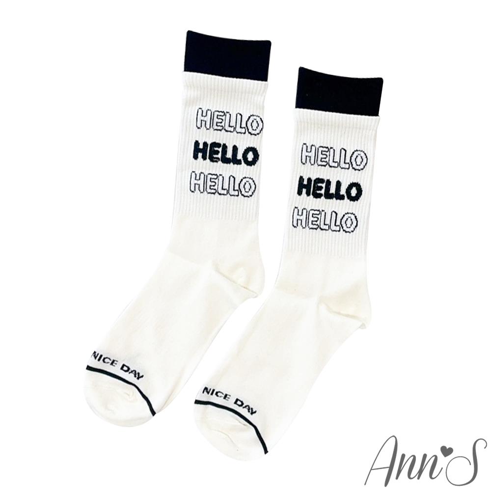 Ann’S HELLO黑白配色中筒襪運動襪-1色