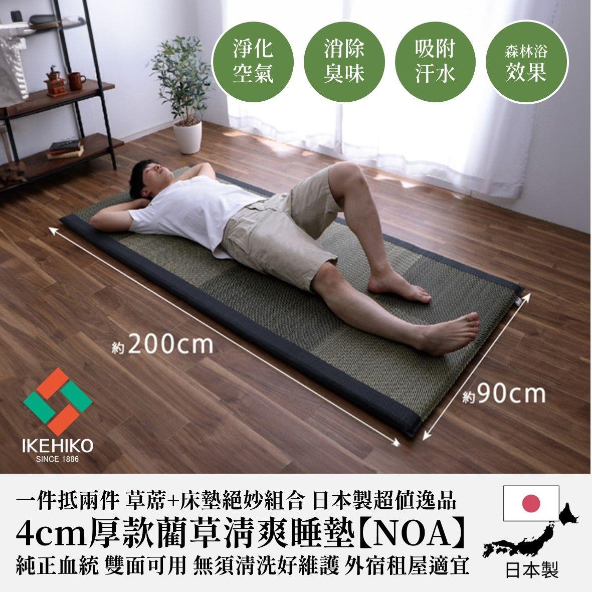*日本 IKEHIKO【Noa】日本製造 大尺寸炎夏專屬消暑舒眠寢具(90 X 200 CM)-忍黑色/抹茶色/秋栗色/侍藍色