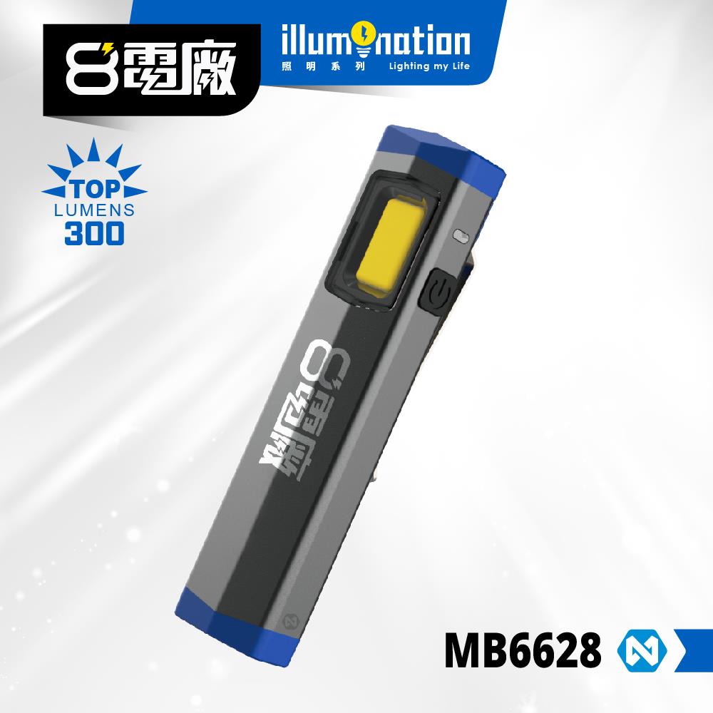 鋁合金 迷你 方燈口袋型 磁/金屬夾 工作燈 MB6628【照明8電廠】