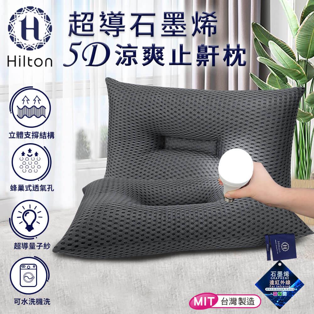 【Hilton希爾頓】超導石墨烯5D涼爽止鼾枕(買一送一，共二入)