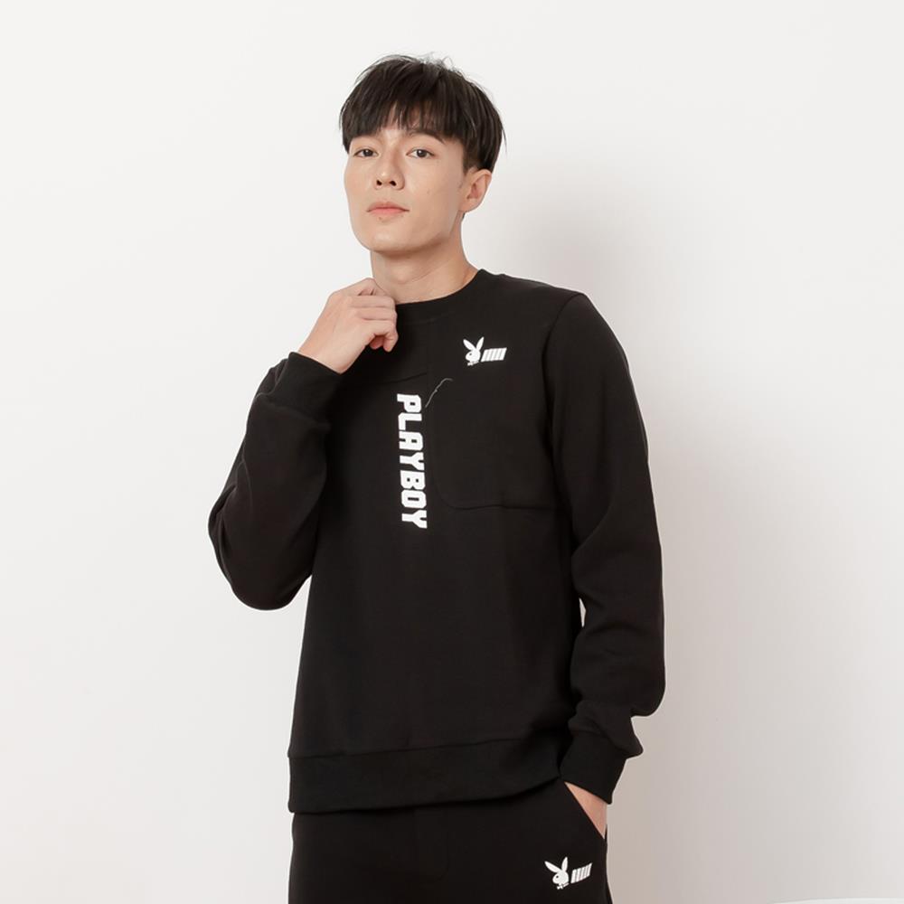 PLAYBOY - 都會休閒拼接上衣 - 黑色/632-012-09-1
