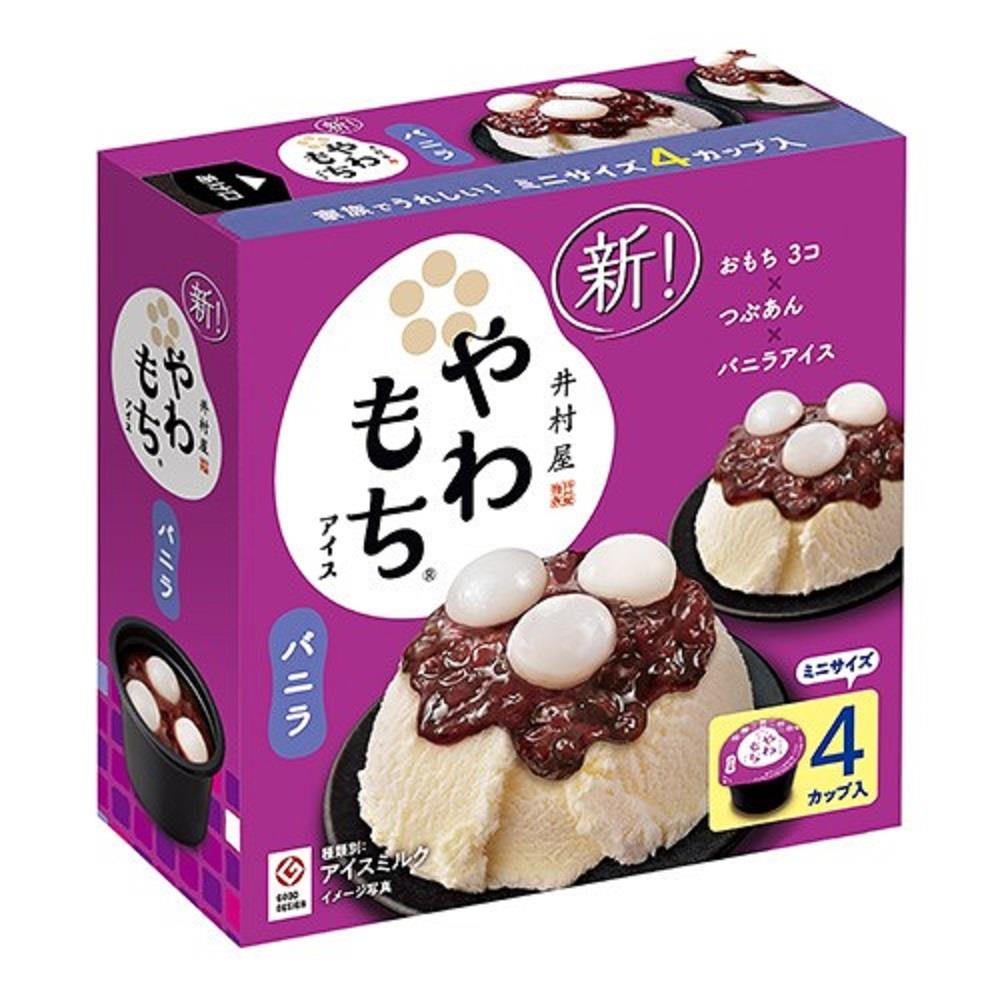 【冷凍店取-井村屋】井村屋白玉紅豆冰淇淋4入/盒(68gx4杯/盒)